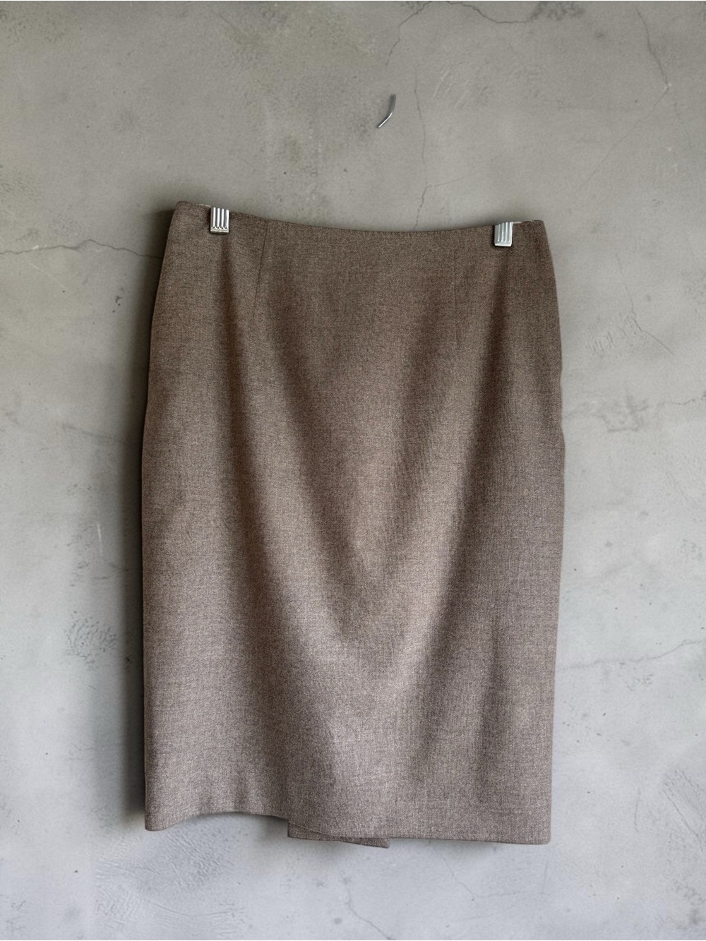 MARLOWE Luxury Wool Angora Blend Tailored Pencil Skirt Taupe Grey 4 / 38 - Picture 3 of 10